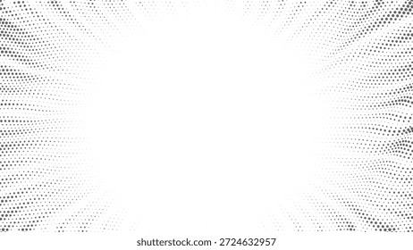 Patrón circular concéntrico del fondo del marco del punto del semitono radial con la Ilustración vectorial gris del diseño del gradiente de la escala de grises