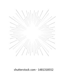 Radial halftone dots in Circle Form for comic books . fireworks Explosion background . Vector Illustration . Starburst
 round Logo . Circular Design element . Abstract Geometric star rays . Sunburst .