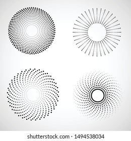 Radial halftone dots in Circle Form for comic books . fireworks Explosion background . Vector Illustration . Starburst