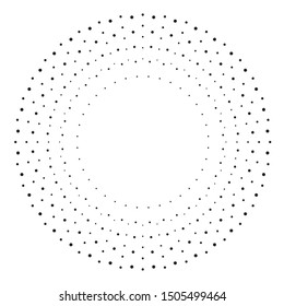 Radial halftone dots in Circle Form for comic books . fireworks Explosion background . Vector Illustration . Starburst
 round Logo . Circular Design element . Abstract Geometric star rays . Sunburst .
