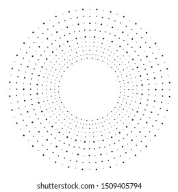 Radial halftone dots in Circle Form for comic books . fireworks Explosion background . Vector Illustration . Starburst
 round Logo . Circular Design element . Abstract Geometric star rays . Sunburst .