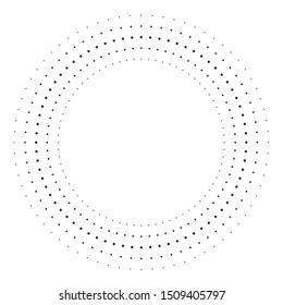 Radial halftone dots in Circle Form for comic books . fireworks Explosion background . Vector Illustration . Starburst
 round Logo . Circular Design element . Abstract Geometric star rays . Sunburst .