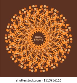 Radial halftone dots in circle form. Fireworks explosion background. Circular design element. Abstract geometric star rays. Design element for medical, treatment, cosmetic emblem