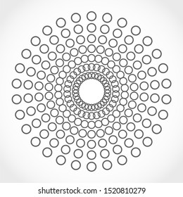 Radial halftone dots in circle form. Fireworks explosion background. Circular design element. Abstract geometric star rays. Design element for medical, treatment, cosmetic emblem