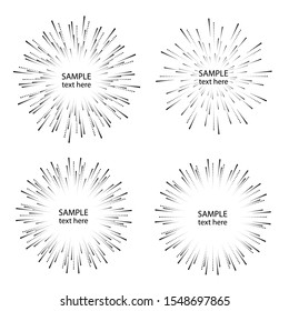 Radial halftone dots in Circle Form for comic books . fireworks Explosion background . Vector Illustration . Starburst
 round Logo . Circular Design element . Abstract Geometric star rays . Sunburst .