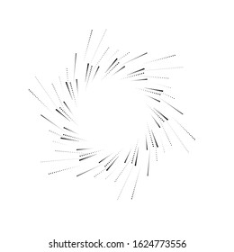 Radial halftone dots in Circle Form for comic books . fireworks Explosion background . Vector Illustration . Starburst
 round Logo . Circular Design element . Abstract Geometric star rays . Sunburst .