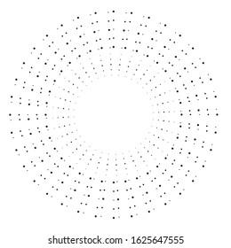 Radial halftone dots in Circle Form for comic books . fireworks Explosion background . Vector Illustration . Starburst
 round Logo . Circular Design element . Abstract Geometric star rays . Sunburst .