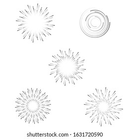 Radial halftone dots in Circle Form for comic books . fireworks Explosion background . Vector Illustration . Starburst
 round Logo . Circular Design element . Abstract Geometric star rays . Sunburst .