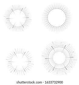 Radial halftone dots in Circle Form for comic books . fireworks Explosion background . Vector Illustration . Starburst
 round Logo . Circular Design element . Abstract Geometric star rays . Sunburst .
