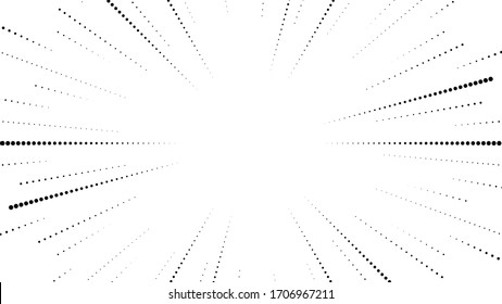 Radial halftone dots in Circle Form for comic books . fireworks Explosion background . Vector Illustration . Starburst
 round Logo . Circular Design element . Abstract Geometric star rays . Sunburst .