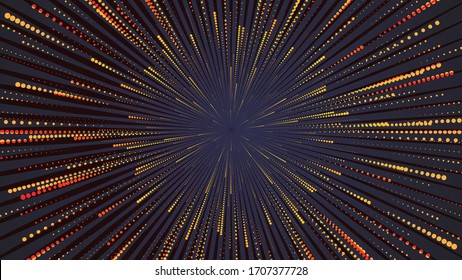 Radial halftone dots in Circle Form for comic books . fireworks Explosion background . Vector Illustration . Starburst
 round Logo . Speed light effect. Abstract Geometric star rays . Sunburst .