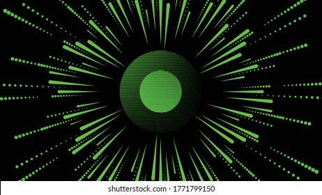 Radial halftone dots in Circle Form for comic books . fireworks Explosion background . Vector Illustration . Starburst
 round Logo . Circular Design element . Abstract Geometric star rays . Sunburst .