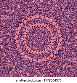 Radial halftone dots in circle form. Fireworks explosion background. Circular design element. Abstract geometric star rays. Design element for medical, treatment, cosmetic emblem