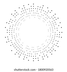 Radial halftone dots in Circle Form for comic books . fireworks Explosion background . Vector Illustration . Starburst
 round Logo . Circular Design element . Abstract Geometric star rays . Sunburst .