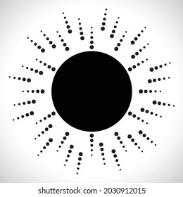 Radial halftone dots in Circle Form for comic books . fireworks Explosion background . Vector Illustration . Sun
round Logo . Circular Design element . Abstract Geometric half tones . Sunburst 