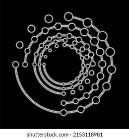 Radial halftone dots in circle form. Fireworks explosion background. Circular design element. Abstract geometry. Design element for medical, treatment, cosmetic emblem