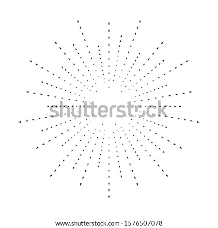 Radial halftone dots in Circle Form for comic books . fireworks Explosion background . Vector Illustration . Starburst
 round Logo . Circular Design element . Abstract Geometric star rays . Sunburst .