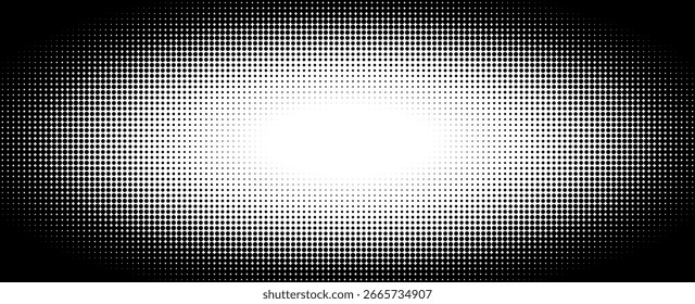 Plano de Fundo de Destaque de Pontos de Meio-Tom Radial - Vetor Preto e Branco