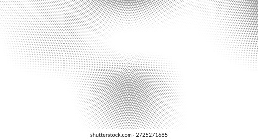 Puntos de semitono radiales. Manchas manchadas y manchas de fondo degradado. Textura cómica concéntrica con efecto de desvanecimiento. Fondo de pantalla áspero y arenoso blanco y negro. Fondo geométrico monocromo Grunge.