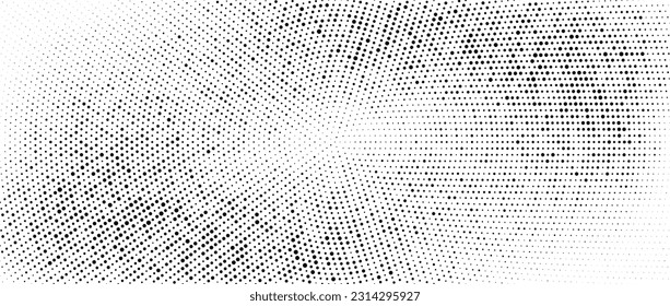 Radialer Halbfone-Farbverlauf-Hintergrund. Dotierte konzentrische Textur mit verblasster Wirkung. Tapete im schwarz-weißen Kreis. Grunge raue Vektorgrafik. einfarbiger Hintergrund 