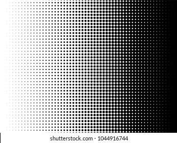 Radial halftone pattern texture. Vector black and white radial dot gradient background for retro, vintage wallpaper graphic effect. Monochrome pop art dot overlay for poster illustration