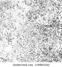 Radial halftone texture is black and white. Vector monochrome pattern