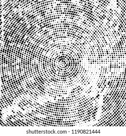Radial halftone texture is black and white. Vector monochrome pattern