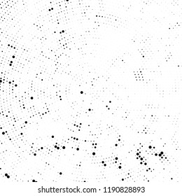 Radial halftone texture is black and white. Vector monochrome pattern