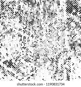 Radial halftone texture is black and white. Vector monochrome pattern
