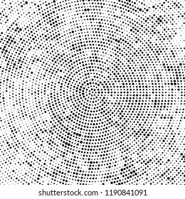 Radial halftone texture is black and white. Vector monochrome pattern