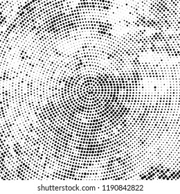 Radial halftone texture is black and white. Vector monochrome pattern