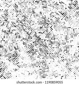 Radial halftone texture is black and white. Vector monochrome pattern