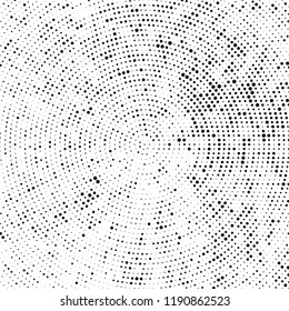 Radial halftone texture is black and white. Vector monochrome pattern
