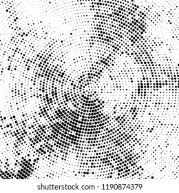 Radial halftone texture is black and white. Vector monochrome pattern