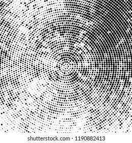 Radial halftone texture is black and white. Vector monochrome pattern