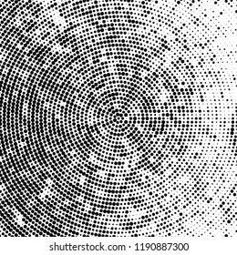 Radial halftone texture is black and white. Vector monochrome pattern