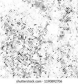 Radial halftone texture is black and white. Vector monochrome pattern