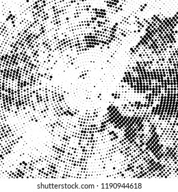 Radial halftone texture is black and white. Vector monochrome pattern