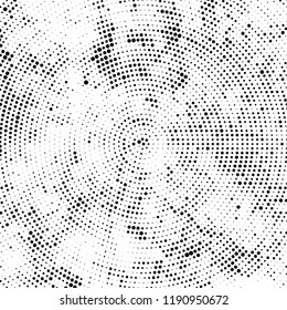 Radial halftone texture is black and white. Vector monochrome pattern