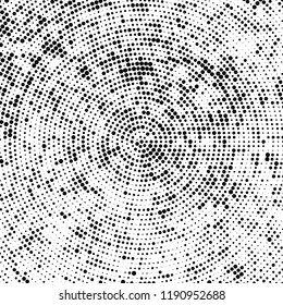 Radial halftone texture is black and white. Vector monochrome pattern