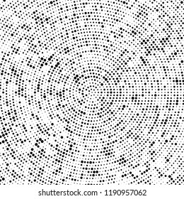 Radial halftone texture is black and white. Vector monochrome pattern