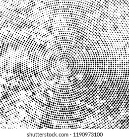 Radial halftone texture is black and white. Vector monochrome pattern