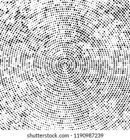 Radial halftone texture is black and white. Vector monochrome pattern