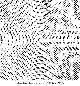 Radial halftone texture is black and white. Vector monochrome pattern