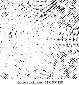Radial halftone texture is black and white. Vector monochrome pattern