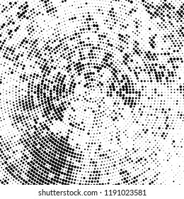 Radial halftone texture is black and white. Vector monochrome pattern