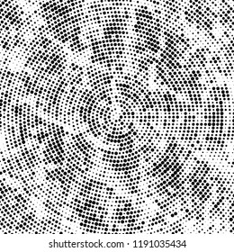 Radial halftone texture is black and white. Vector monochrome pattern