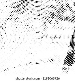 Radial halftone texture is black and white. Vector monochrome pattern