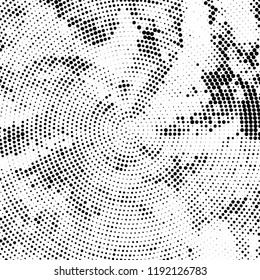 Radial halftone texture is black and white. Vector monochrome pattern