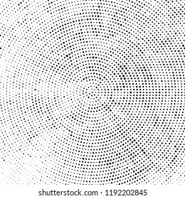 Radial halftone texture is black and white. Vector monochrome pattern